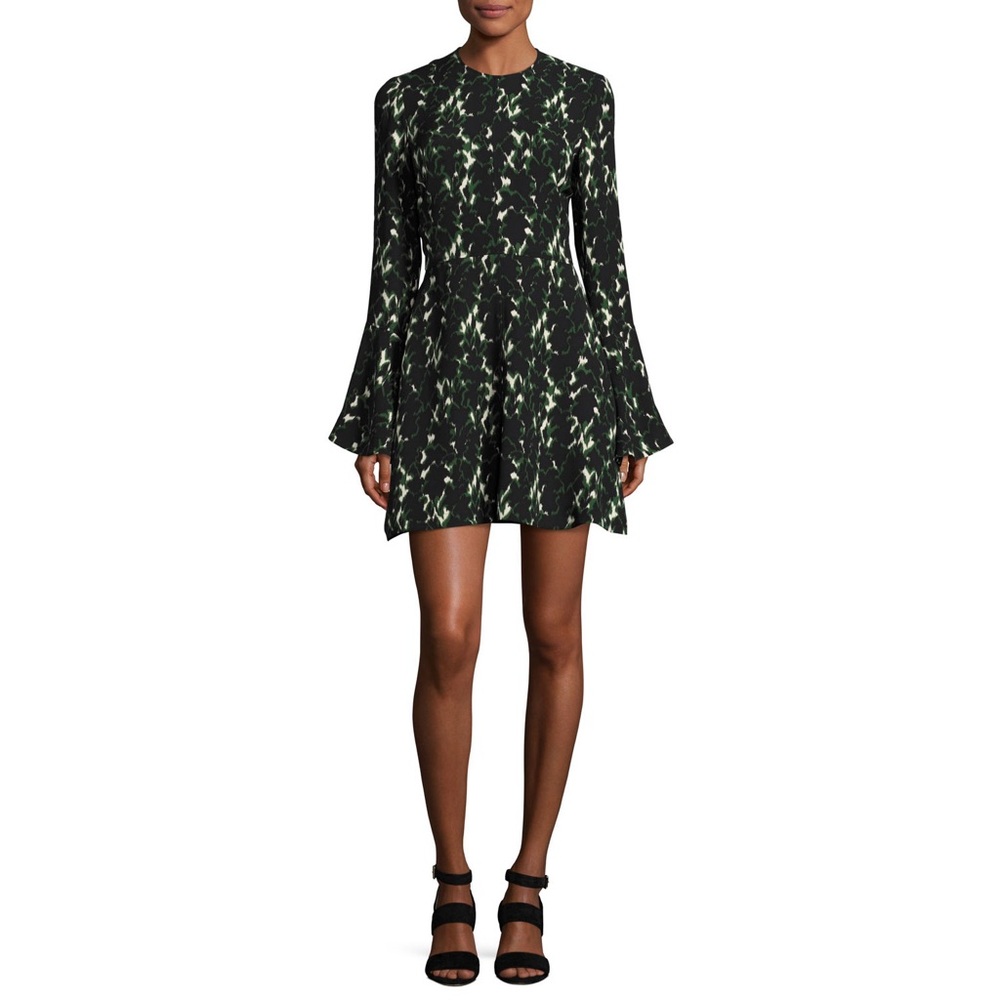 A.L.C. Elegant Black and Green Patterned Dress